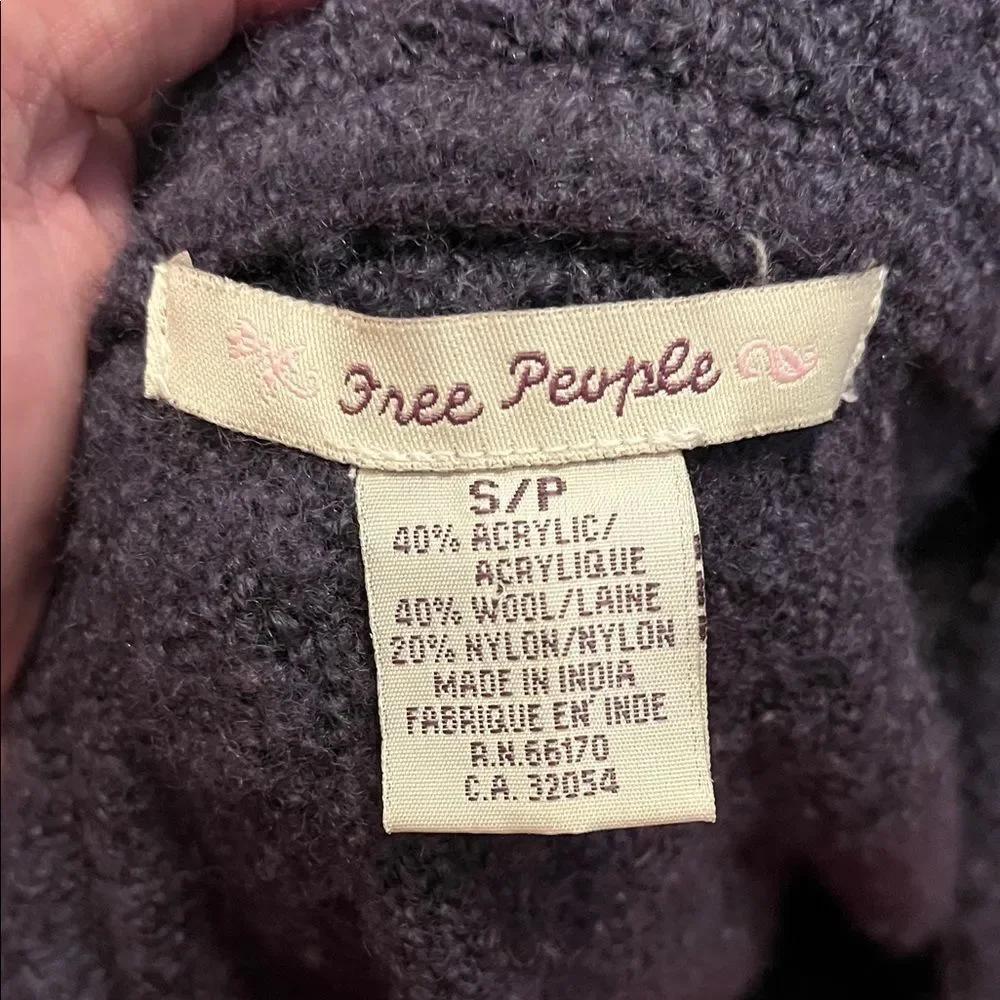 Free People Y2K Purple Wool Blend Multicolor Yarn Fringe Cardigan Sweater Boho